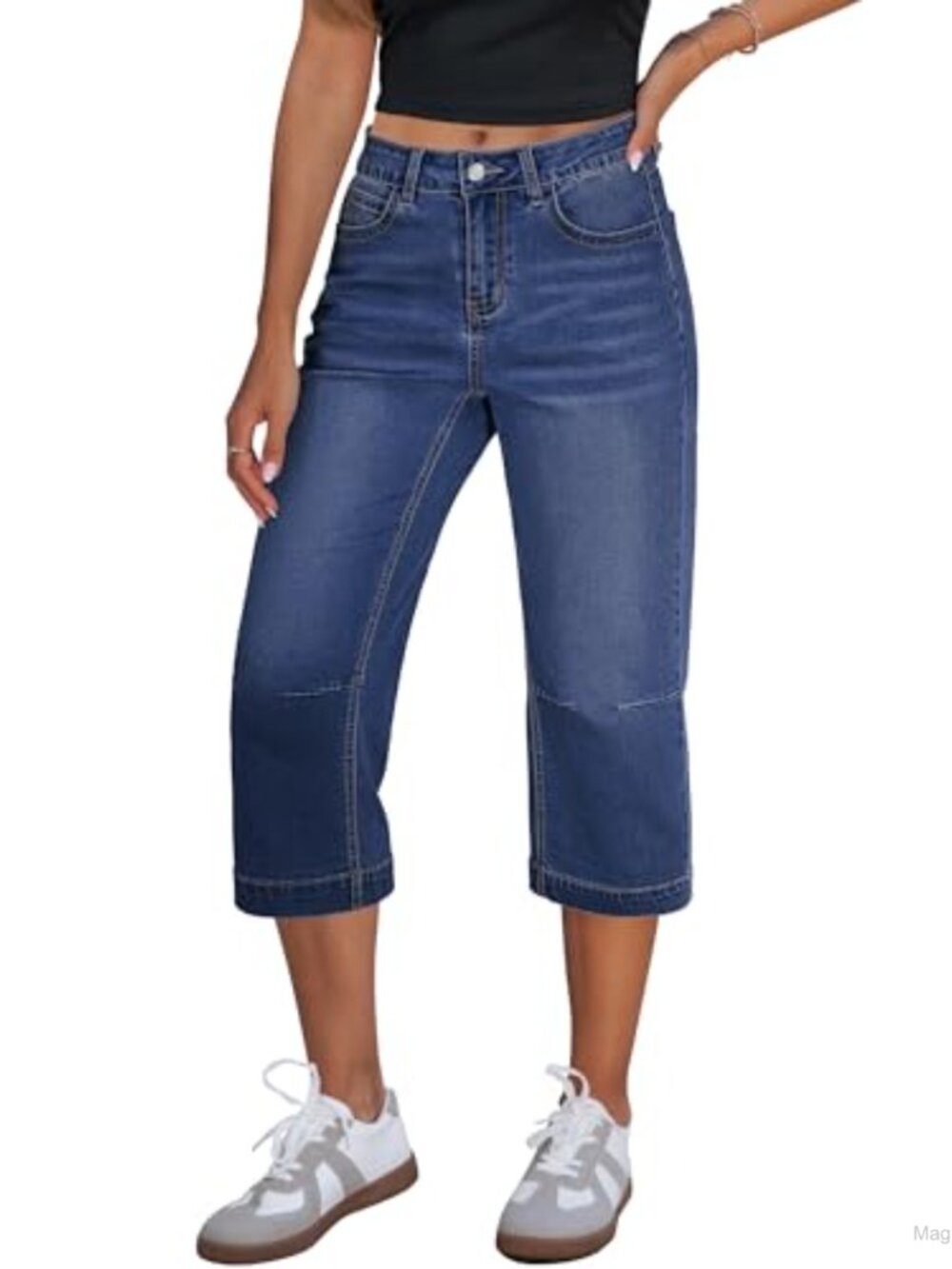 Capri Jeans for Women Mid Rise Straight Leg Casual Summer Cropped Stretchy Denim